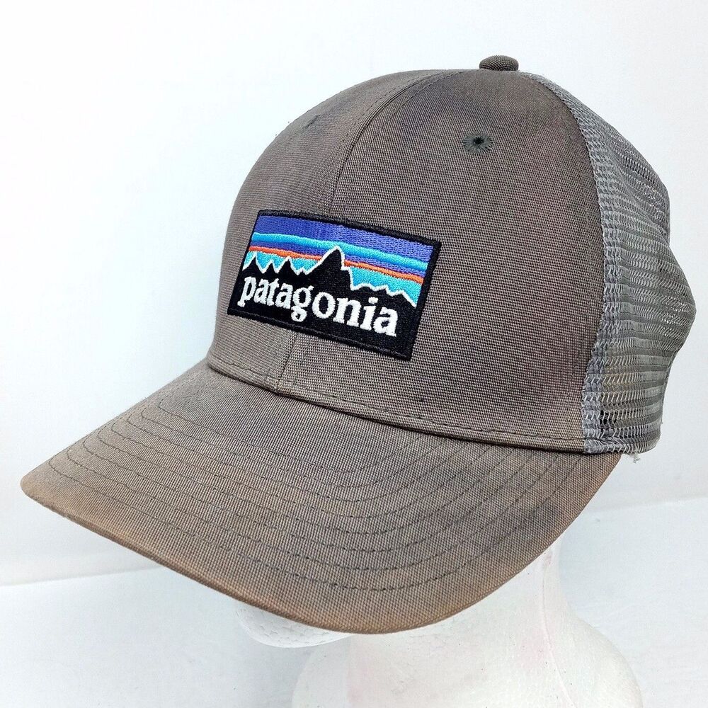 Patagonia Logo Faded Gray Mesh Trucker Adjustable Snapback Baseball Hat Cap